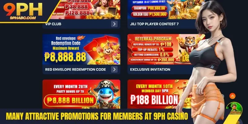 Many attractive promotions for members at 9PH casino